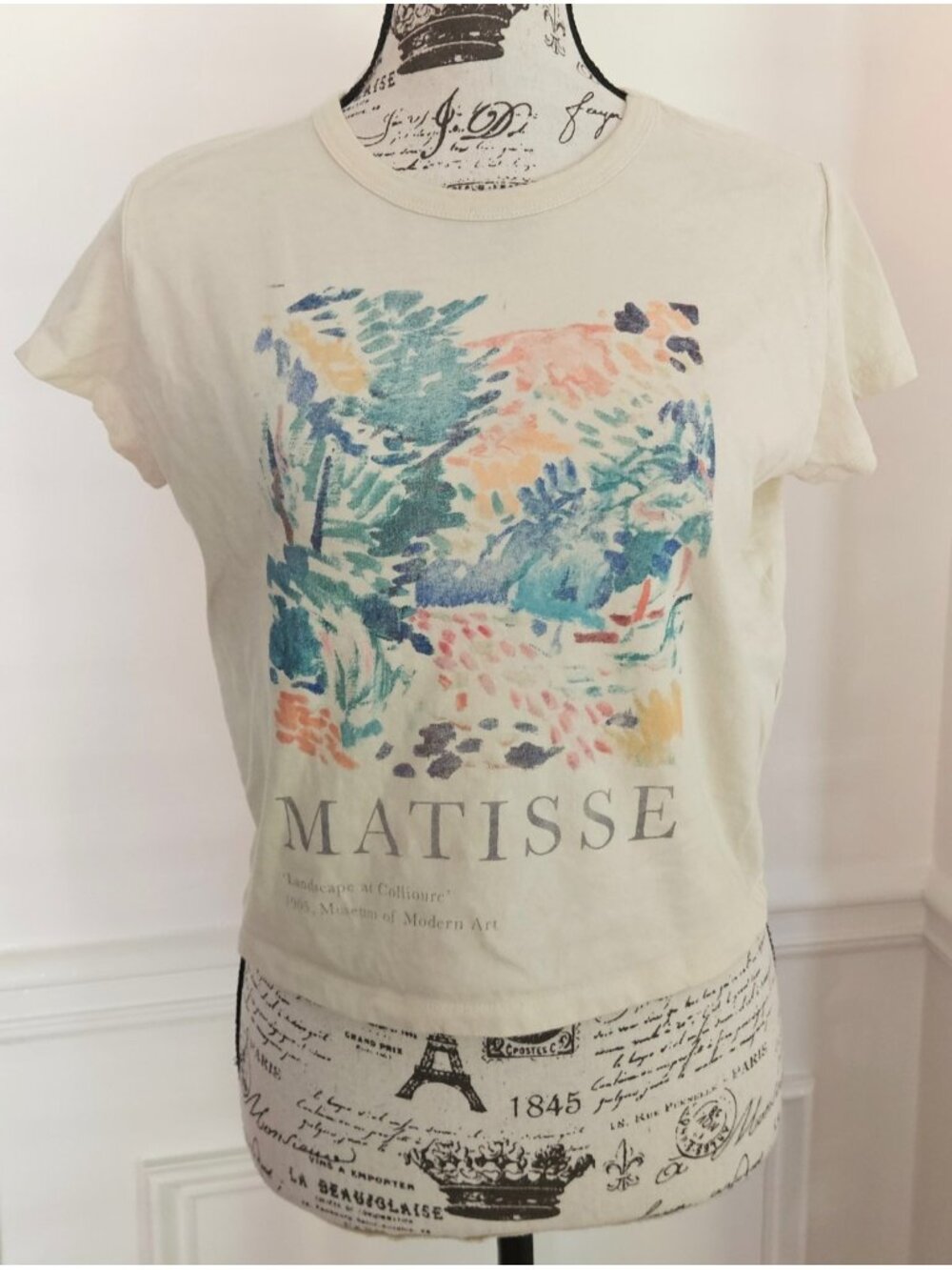 Hollister L Matisse Watercolor Graphic Cropped Baby Tee
